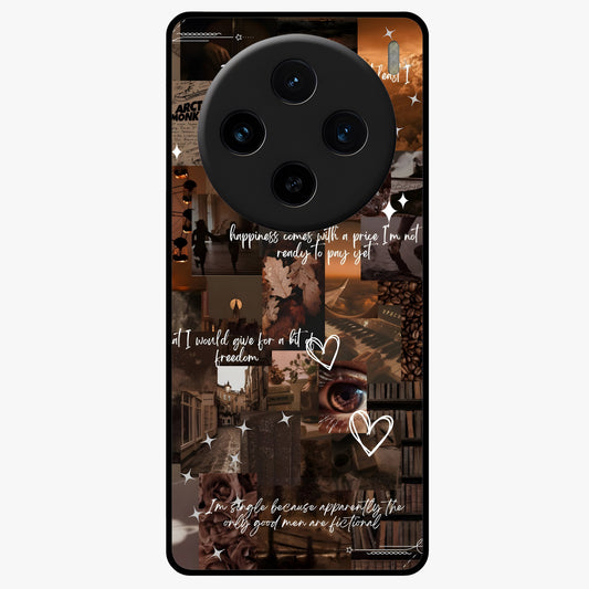 Bittersweet Aesthetic Chaos Glass Case showing flat back view with artistic chaotic aesthetic design and glossy glass finish.