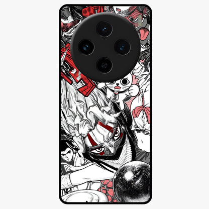 Crimson Chaos Panel Glass Case showing flat back view with bold crimson abstract artwork and glossy glass finish.