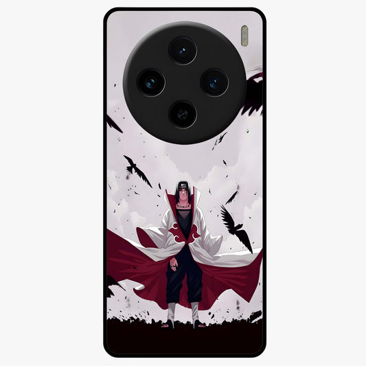 Crimson Crow Ascension Glass Case showing flat back view with mystical crow artwork and glossy glass finish.