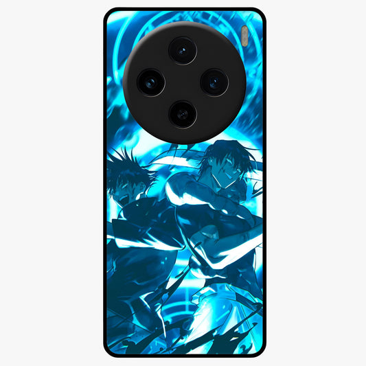 Cursed Energy Clash Glass Case showing flat back view with intense cursed energy artwork and glossy glass finish.