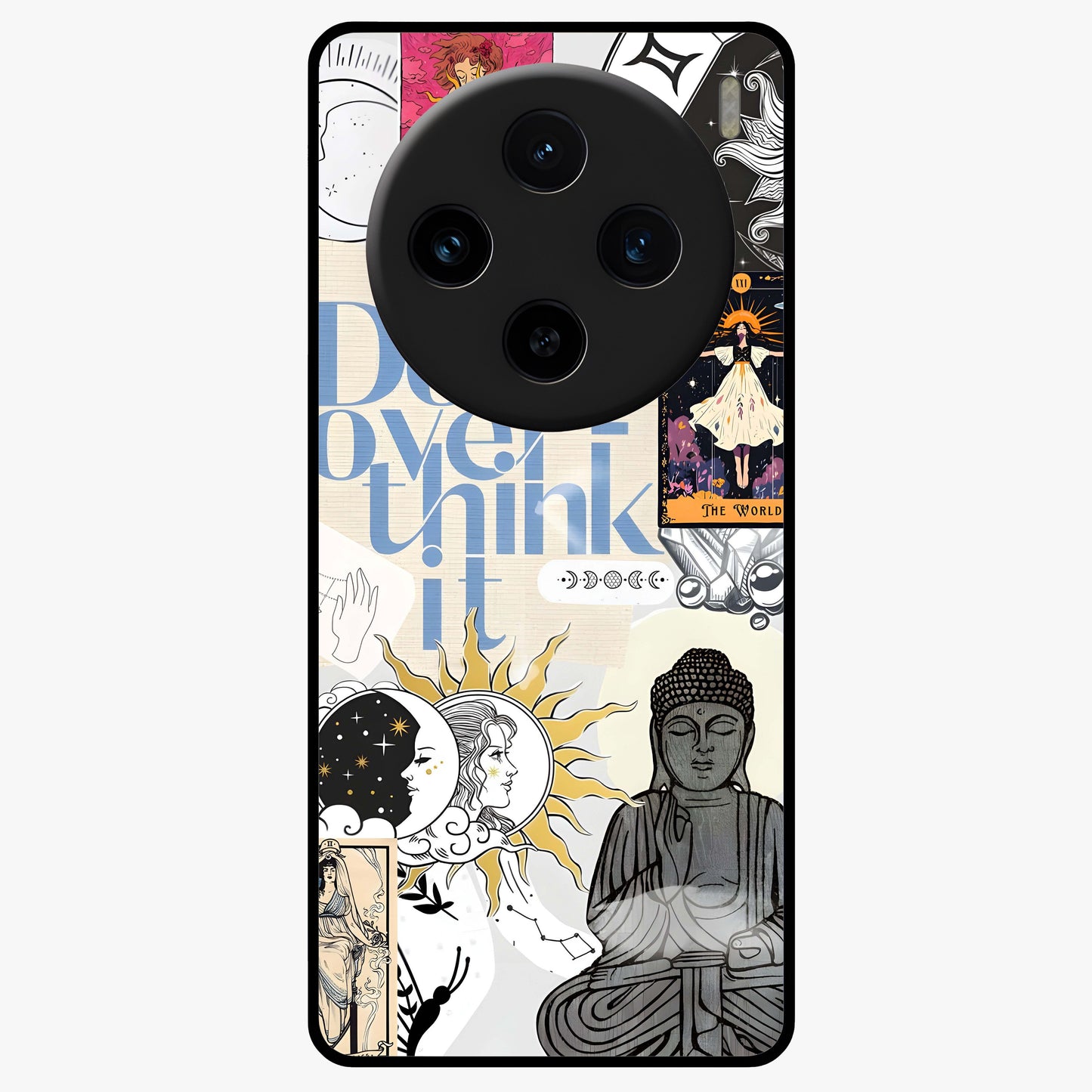 Ethereal Thoughts Glass Case showing flat back view with dreamy artistic artwork and glossy glass finish.