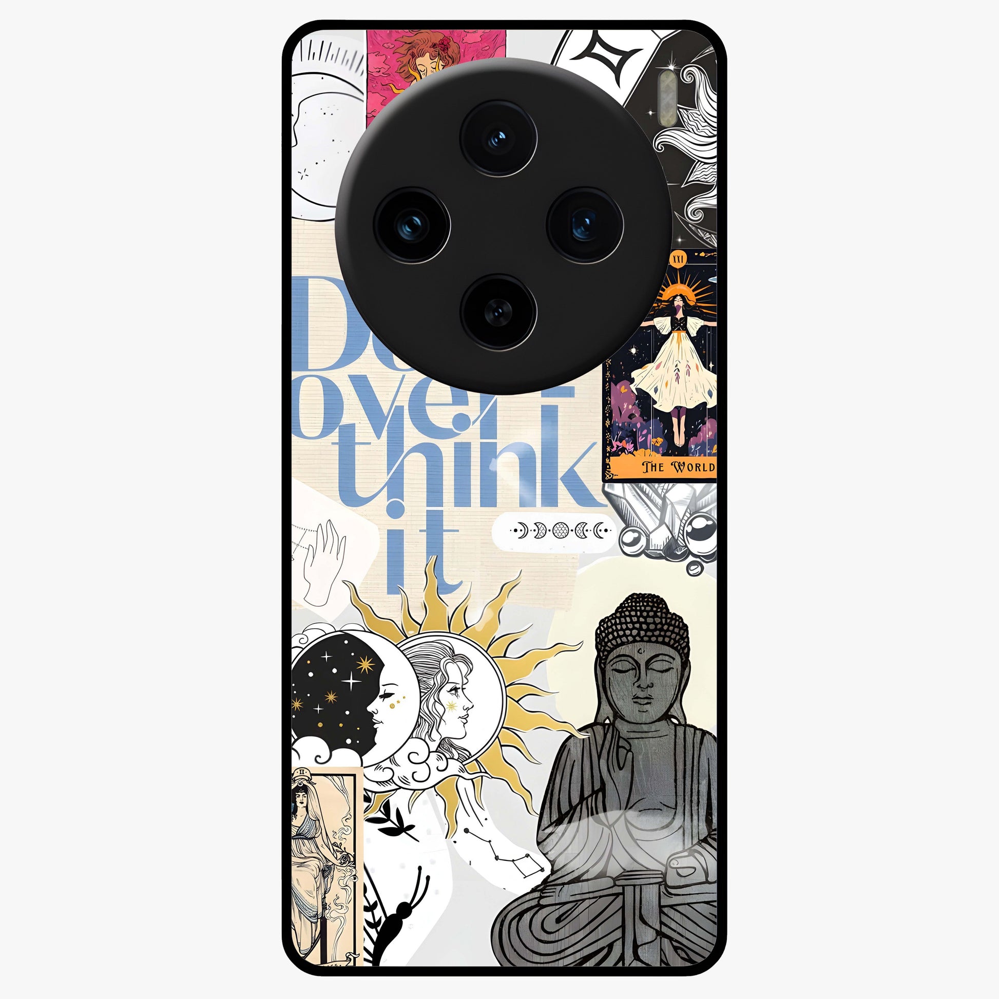 Ethereal Thoughts Glass Case showing flat back view with dreamy artistic artwork and glossy glass finish.
