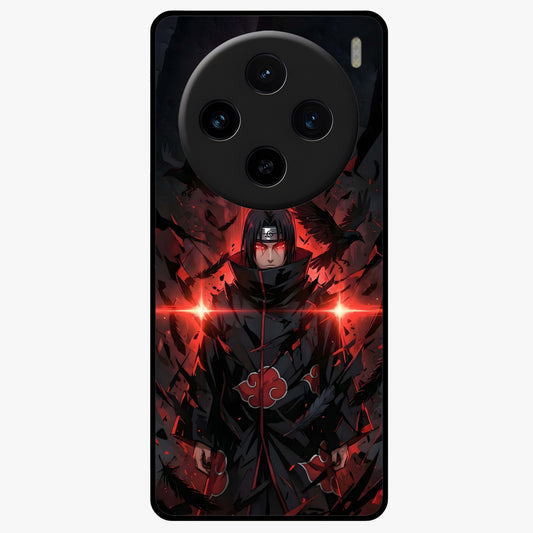 Focused Blade Discipline Glass Case showing flat back view with warrior sword themed artwork and glossy glass finish.
