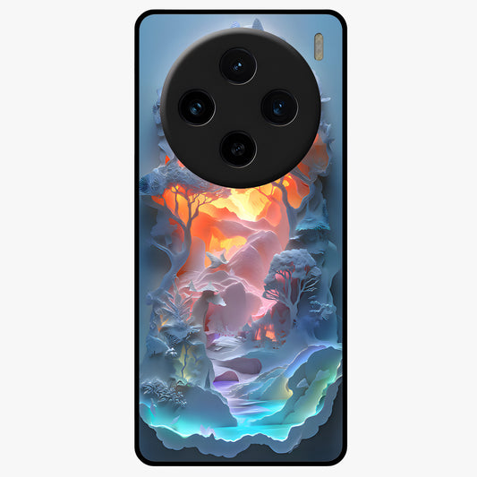 Glow Forest Portal Glass Case showing flat back view with glowing forest portal artwork and glossy glass finish.