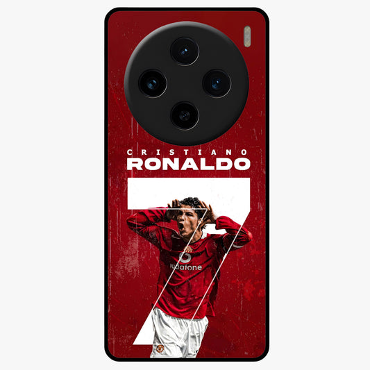 Goal Celebration Legacy Glass Case showing flat back view with football celebration inspired artwork and glossy glass finish.