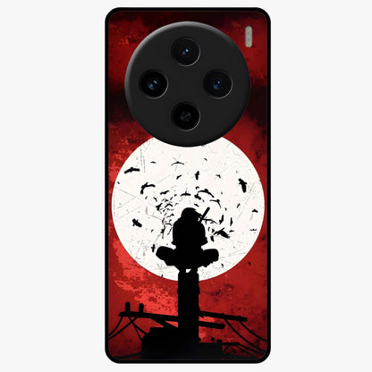 Itachi Limited Edition Naruto Anime Glass Case showing flat back view with iconic anime character artwork and glossy glass finish.