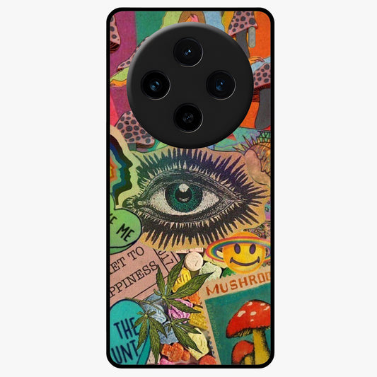 Mystic Eye Wonderland Glass Case showing flat back view with mystical eye themed artwork and glossy glass finish.