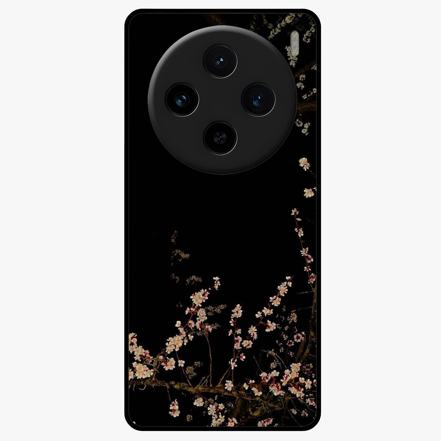 Petal Moon Light With Custom Name Glass Case showing flat back view with floral moonlight artwork and personalized name design.