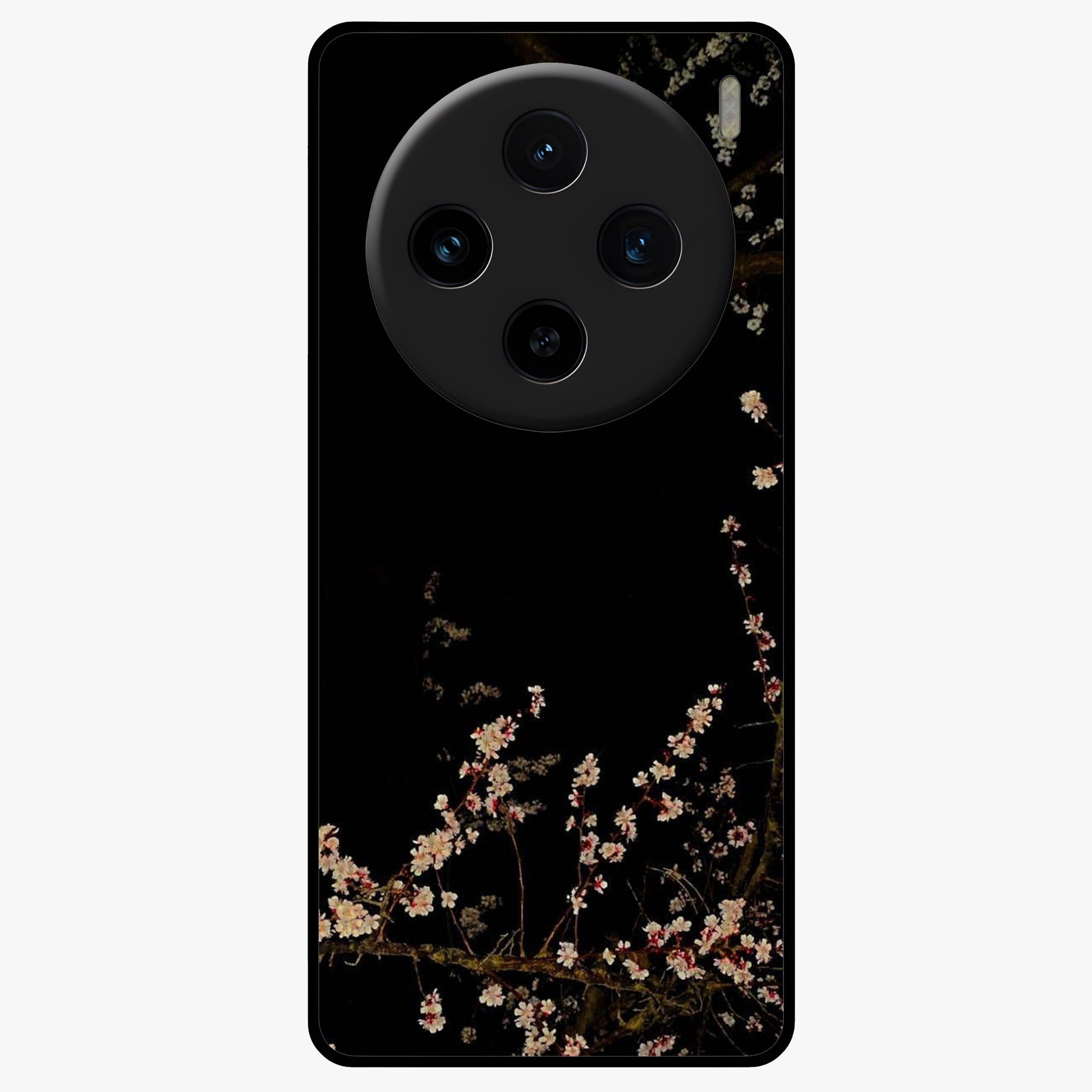 Petal Moon Light With Custom Name Glass Case showing flat back view with floral moonlight artwork and personalized name design.