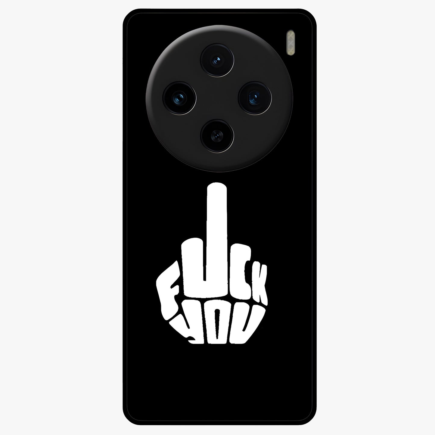 Rebel Mode On Glass Case showing flat back view with bold rebellious typography artwork and glossy glass finish.