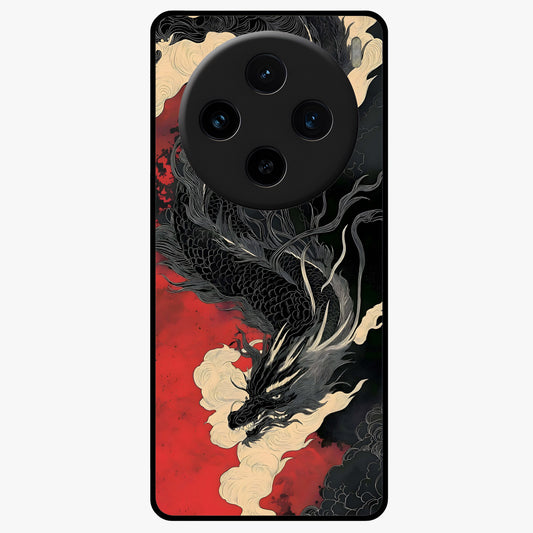 Shadow Dragon Fury Glass Case showing flat back view with fierce dragon artwork and glossy glass finish.