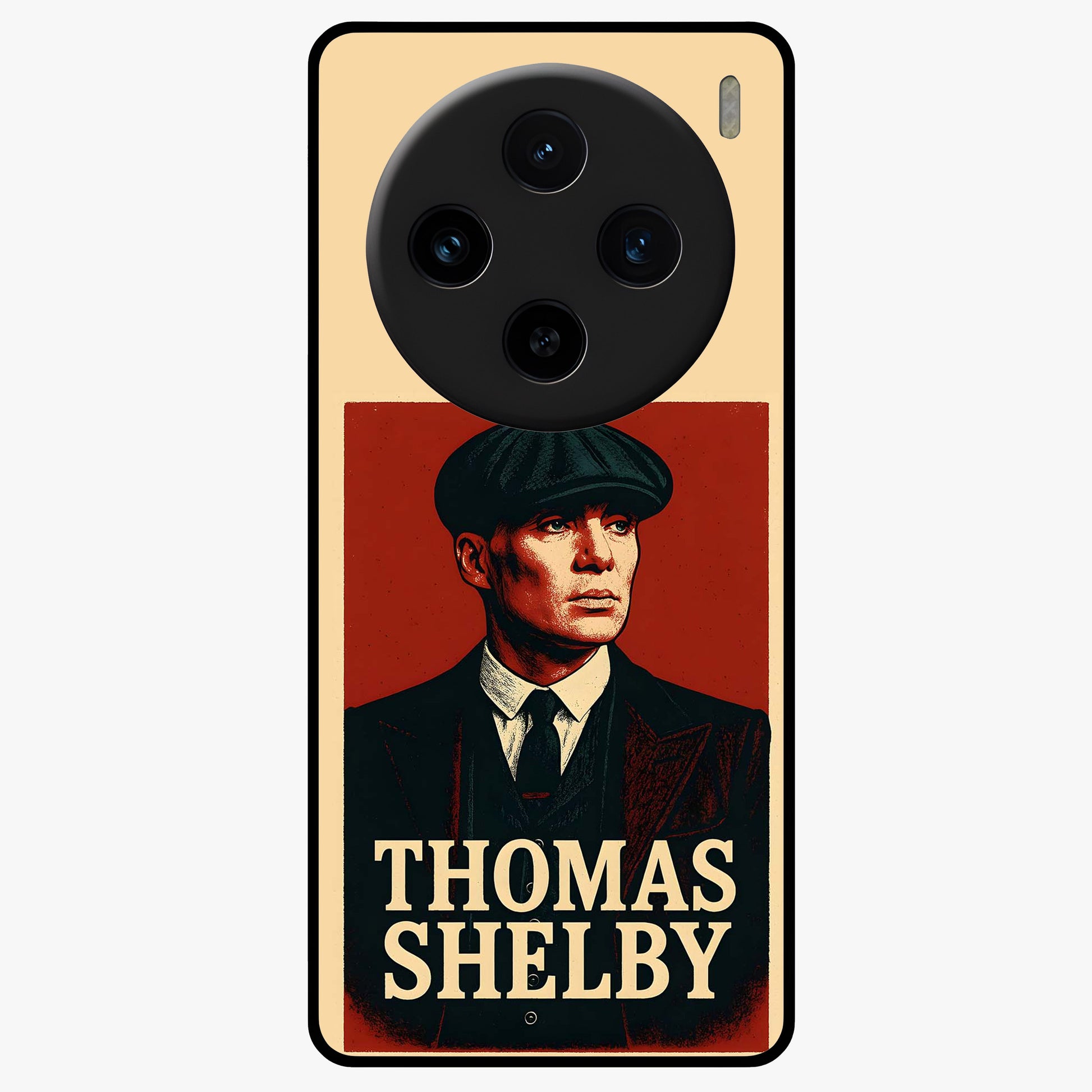 Vintage Mafia Authority Glass Case showing flat back view with bold vintage mafia inspired artwork and glossy glass finish.