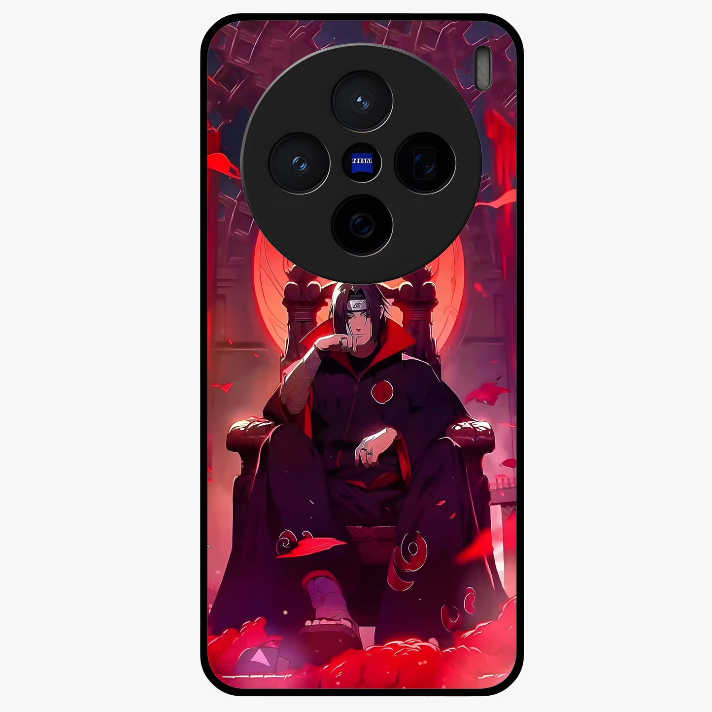 Blood Moon Sovereign Glass Case showing flat back view with mystical blood moon artwork and glossy glass finish.