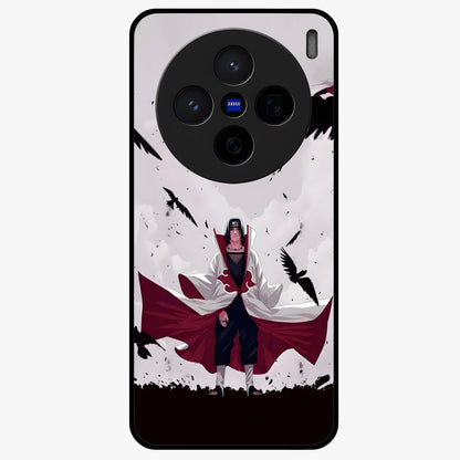 Crimson Crow Ascension Glass Case showing flat back view with mystical crow artwork and glossy glass finish.