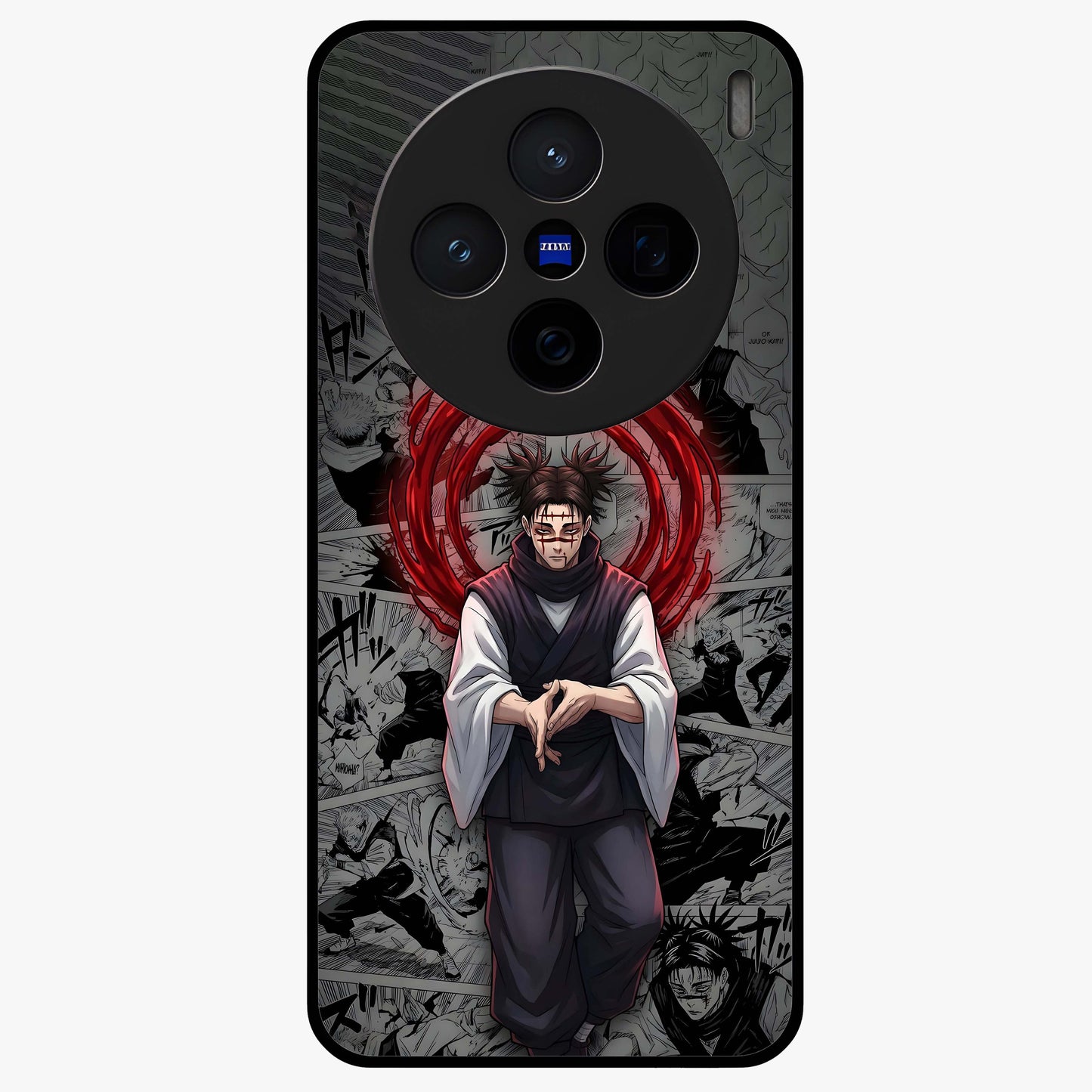 Cursed Ritual Ascension Glass Case showing flat back view with dark ritual themed artwork and glossy glass finish.