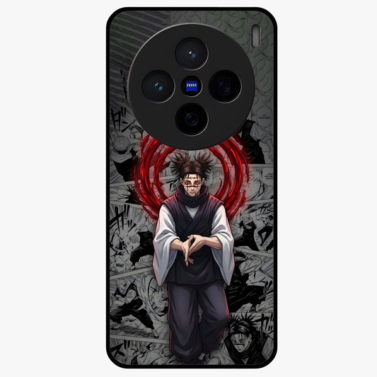 Cursed Ritual Ascension Glass Case showing flat back view with dark ritual themed artwork and glossy glass finish.