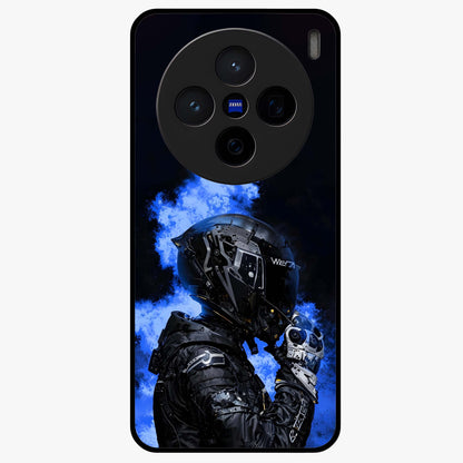 Cyber Sentinel Protocol Glass Case showing flat back view with futuristic cyber themed artwork and glossy glass finish.