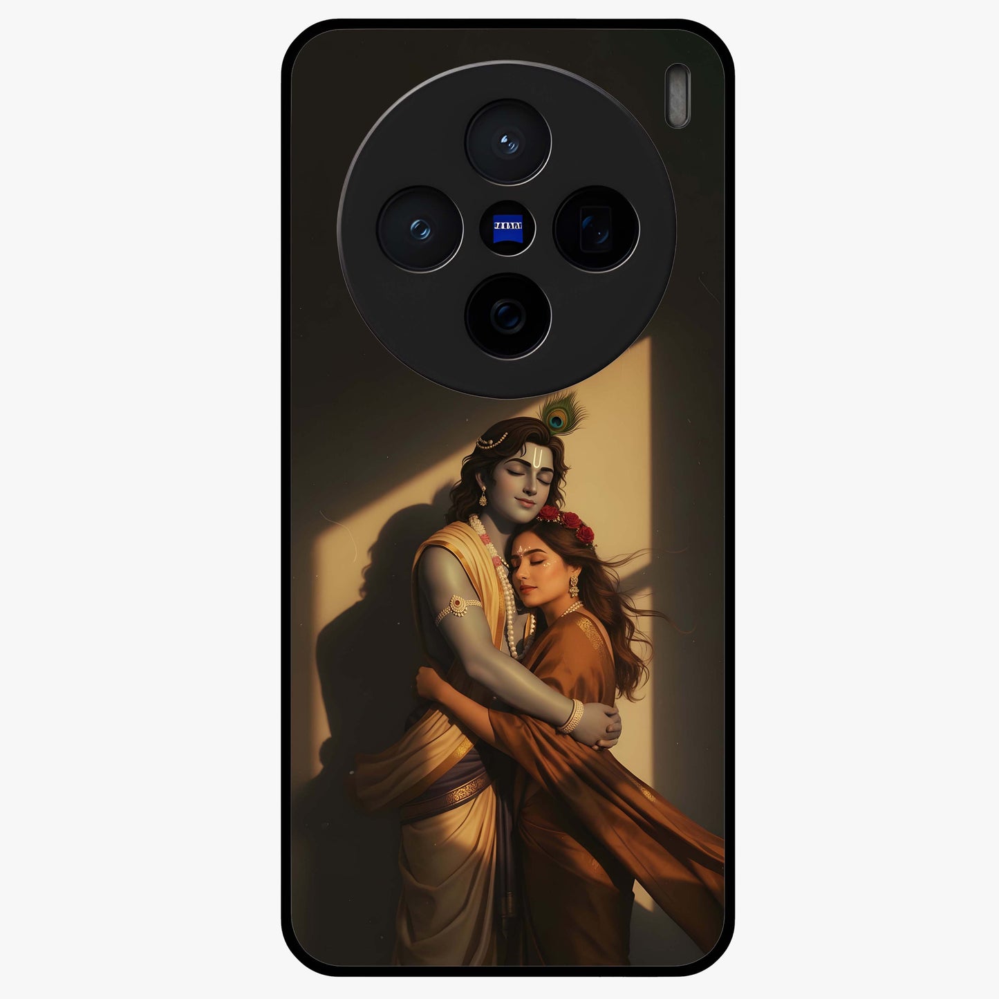 Divine Eternal Love Glass Case showing flat back view with spiritual love themed artwork and glossy glass finish.