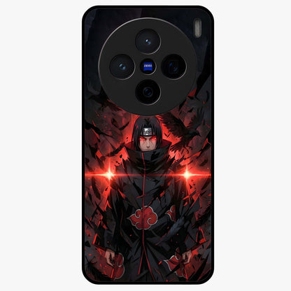 Focused Blade Discipline Glass Case showing flat back view with warrior sword themed artwork and glossy glass finish.