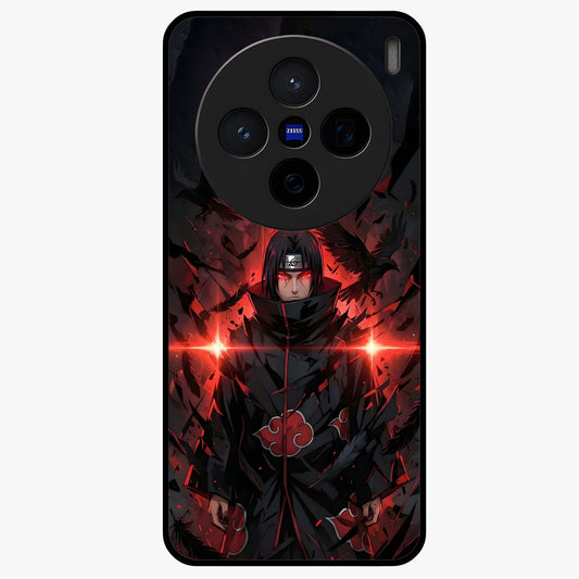 Focused Blade Discipline Glass Case showing flat back view with warrior sword themed artwork and glossy glass finish.