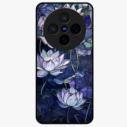 Gloss Petal Rush Glass Case showing flat back view with glossy flower petal artwork and smooth glass finish.