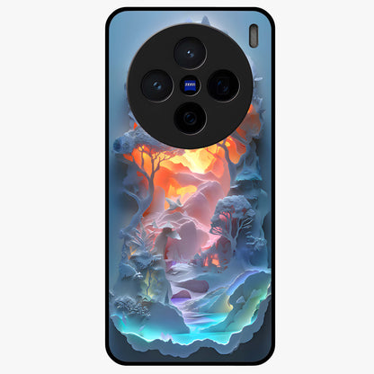 Glow Forest Portal Glass Case showing flat back view with glowing forest portal artwork and glossy glass finish.