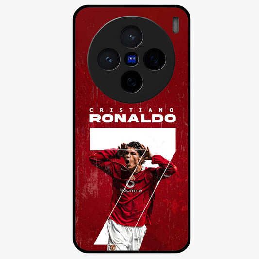 Goal Celebration Legacy Glass Case showing flat back view with football celebration inspired artwork and glossy glass finish.