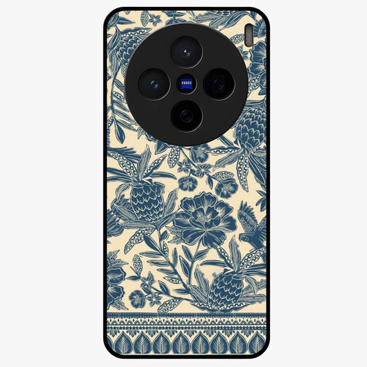 Heirloom Wild Bloom Glass Case showing flat back view with vintage inspired wild flower artwork and glossy glass finish.