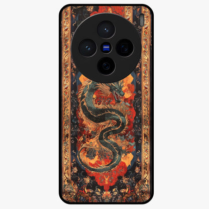 Inferno Dragon Soul Glass Case showing flat back view with fiery dragon artwork and glossy glass finish.