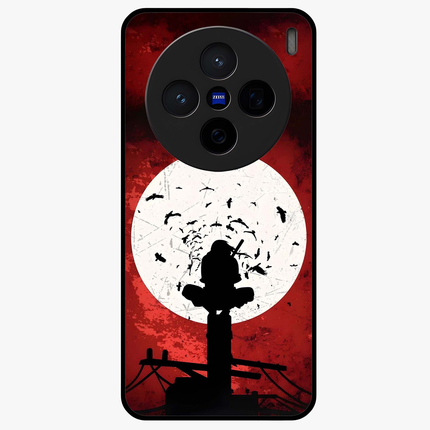 Itachi Limited Edition Naruto Anime Glass Case showing flat back view with iconic anime character artwork and glossy glass finish.
