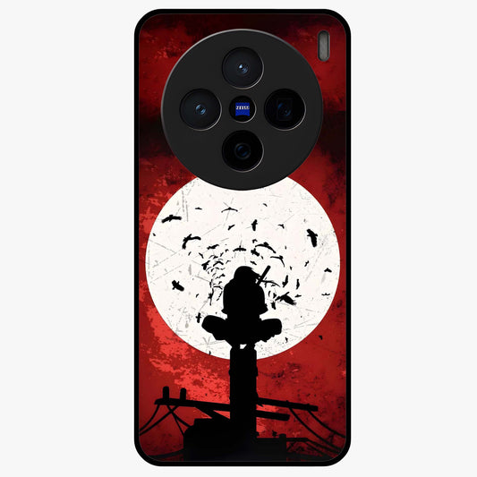 Itachi Limited Edition Naruto Anime Glass Case showing flat back view with iconic anime character artwork and glossy glass finish.