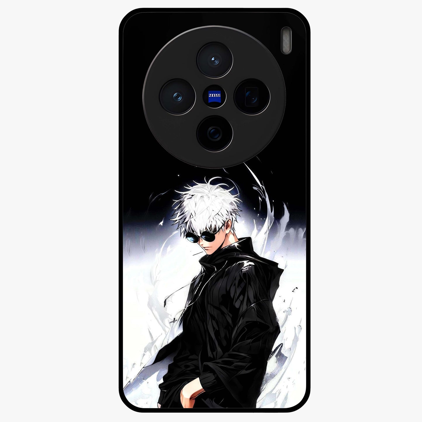 Limitless Shadow King Glass Case showing flat back view with powerful shadow warrior artwork and glossy glass finish.