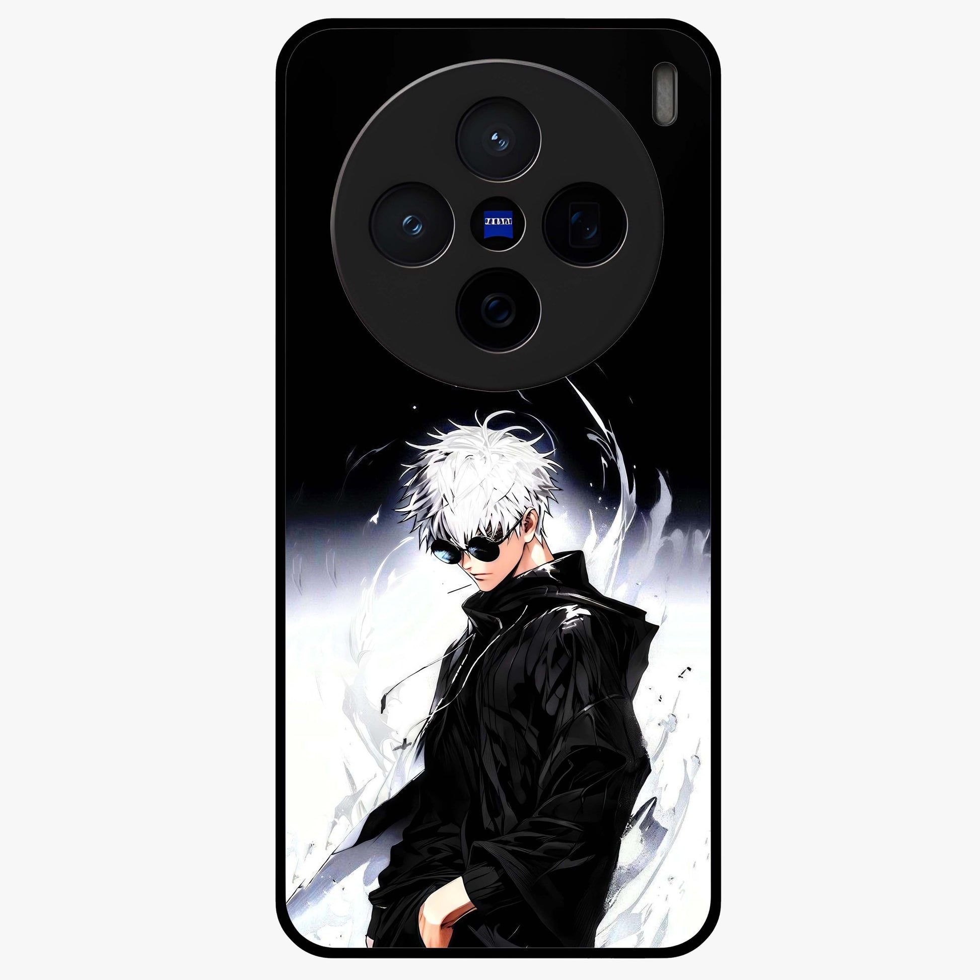 Limitless Shadow King Glass Case showing flat back view with powerful shadow warrior artwork and glossy glass finish.