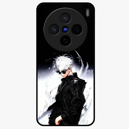 Limitless Shadow King Glass Case showing flat back view with powerful shadow warrior artwork and glossy glass finish.