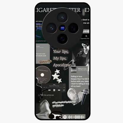 Midnight Love Echo Glass Case showing flat back view with romantic midnight themed artwork and glossy glass finish.