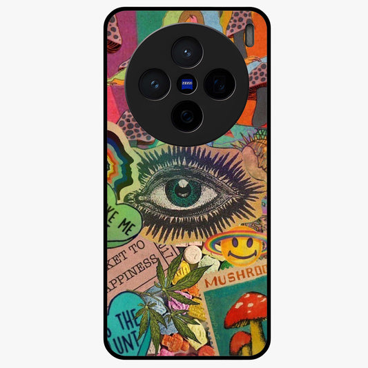 Mystic Eye Wonderland Glass Case showing flat back view with mystical eye themed artwork and glossy glass finish.