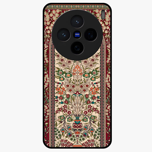 Persian Inspired Glass Case showing flat back view with ornate Persian style pattern artwork and glossy glass finish.
