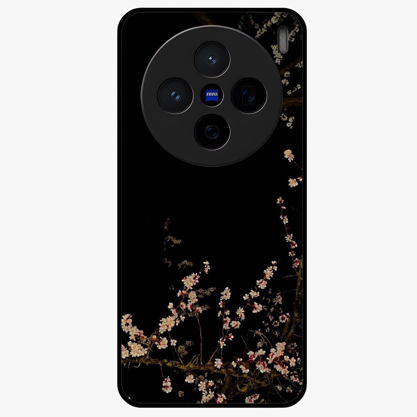 Petal Moon Light With Custom Name Glass Case showing flat back view with floral moonlight artwork and personalized name design.