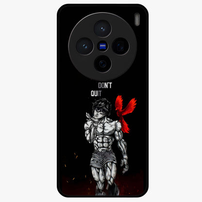 Rise Beyond Limits Glass Case showing flat back view with motivational typography artwork and glossy glass finish.