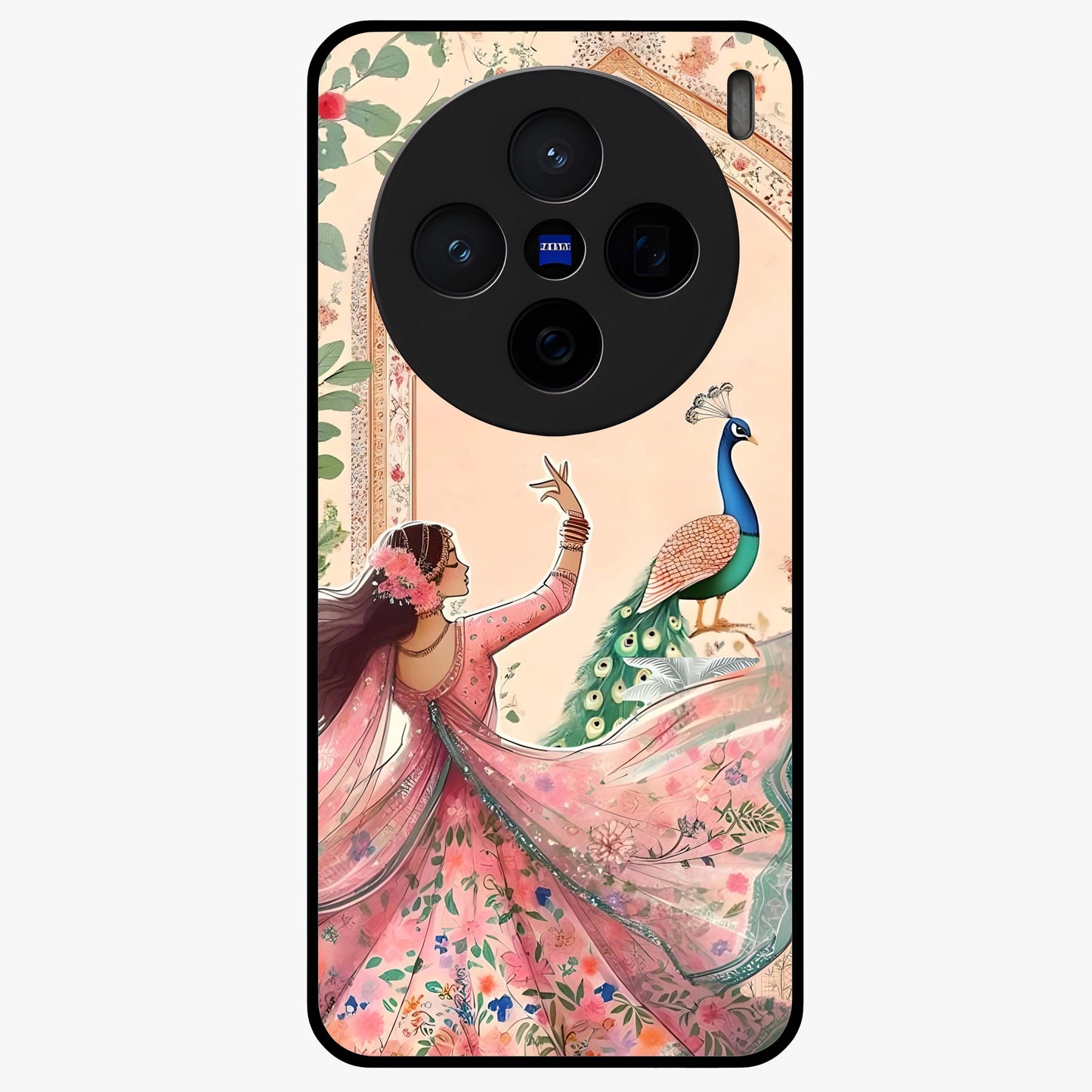 Royal Grace Muse Glass Case showing flat back view with elegant artistic artwork and glossy glass finish.