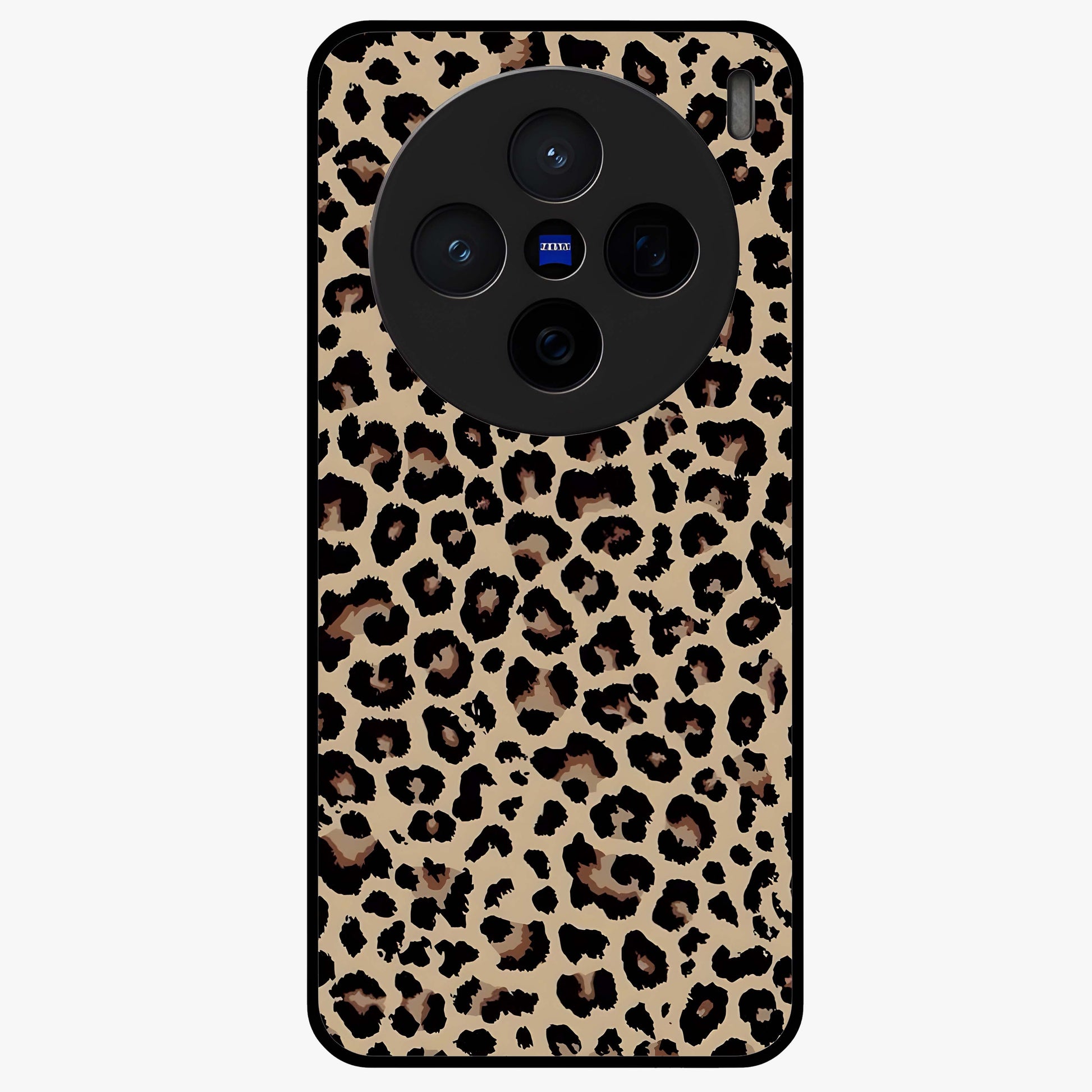 Savage Chic Pattern Glass Case showing flat back view with stylish patterned artwork and glossy glass finish.