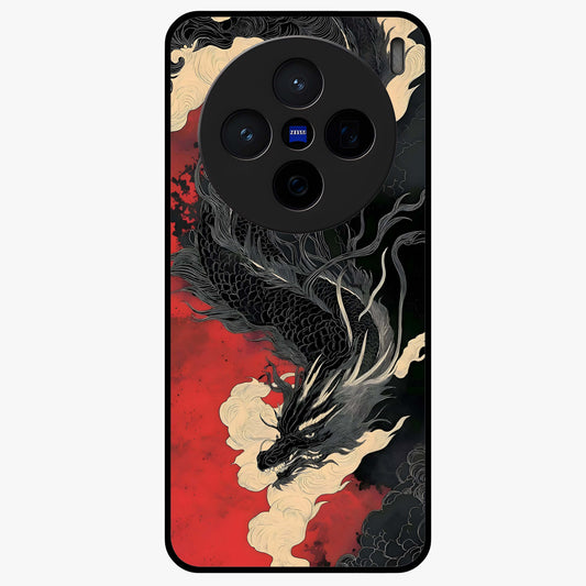 Shadow Dragon Fury Glass Case showing flat back view with fierce dragon artwork and glossy glass finish.