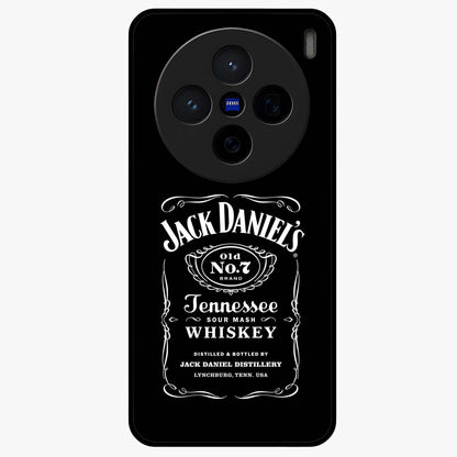 Vintage Whiskey Heritage Glass Case showing flat back view with classic whiskey inspired artwork and glossy glass finish.