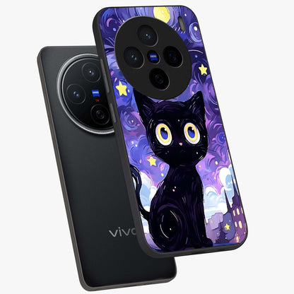 Abstract Cat Art Glass Case displayed in angled mockup highlighting modern abstract cat artwork and sleek glass surface.