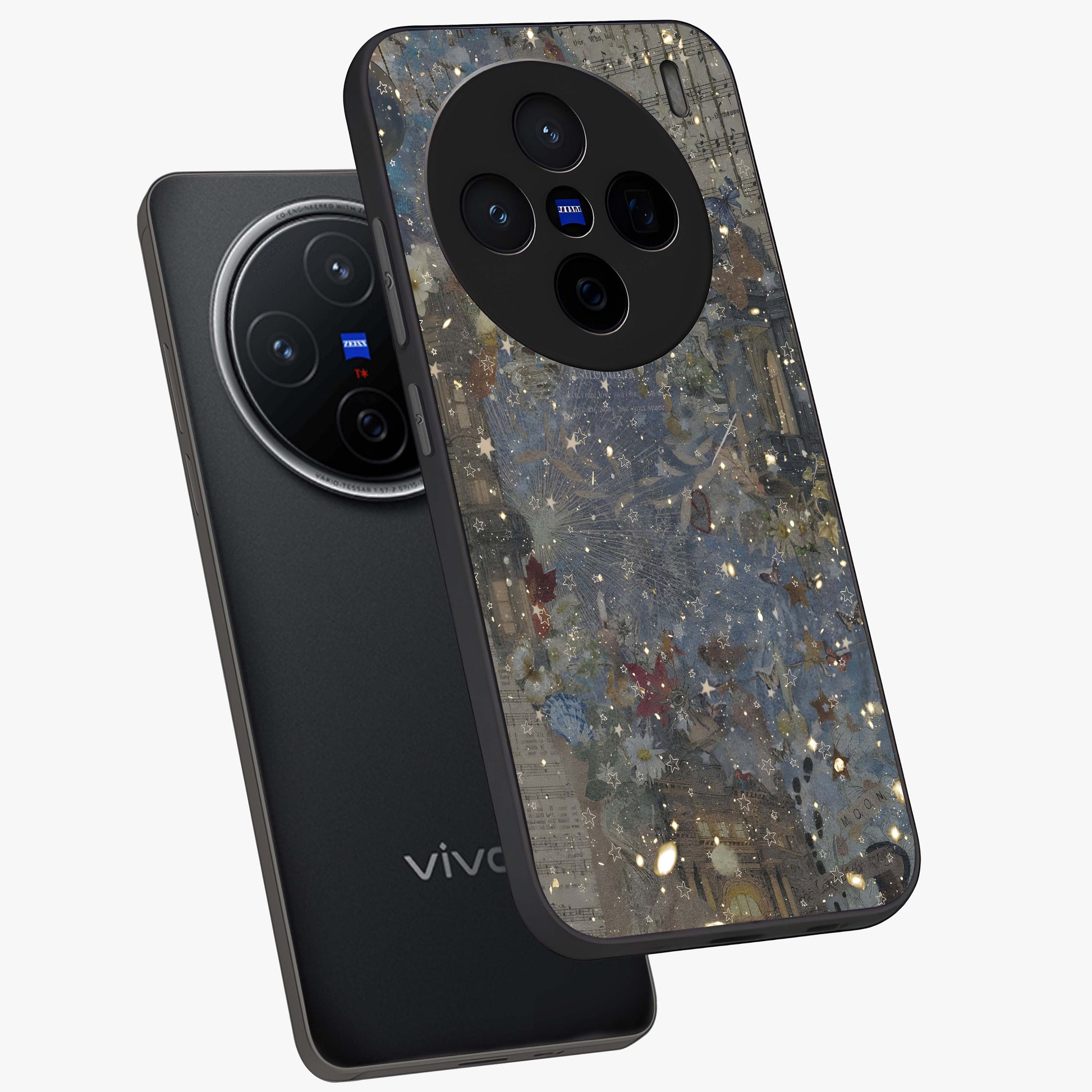 Aesthetic Astrolophia Glass Case displayed in angled mockup highlighting artistic aesthetic elements and smooth glass surface.