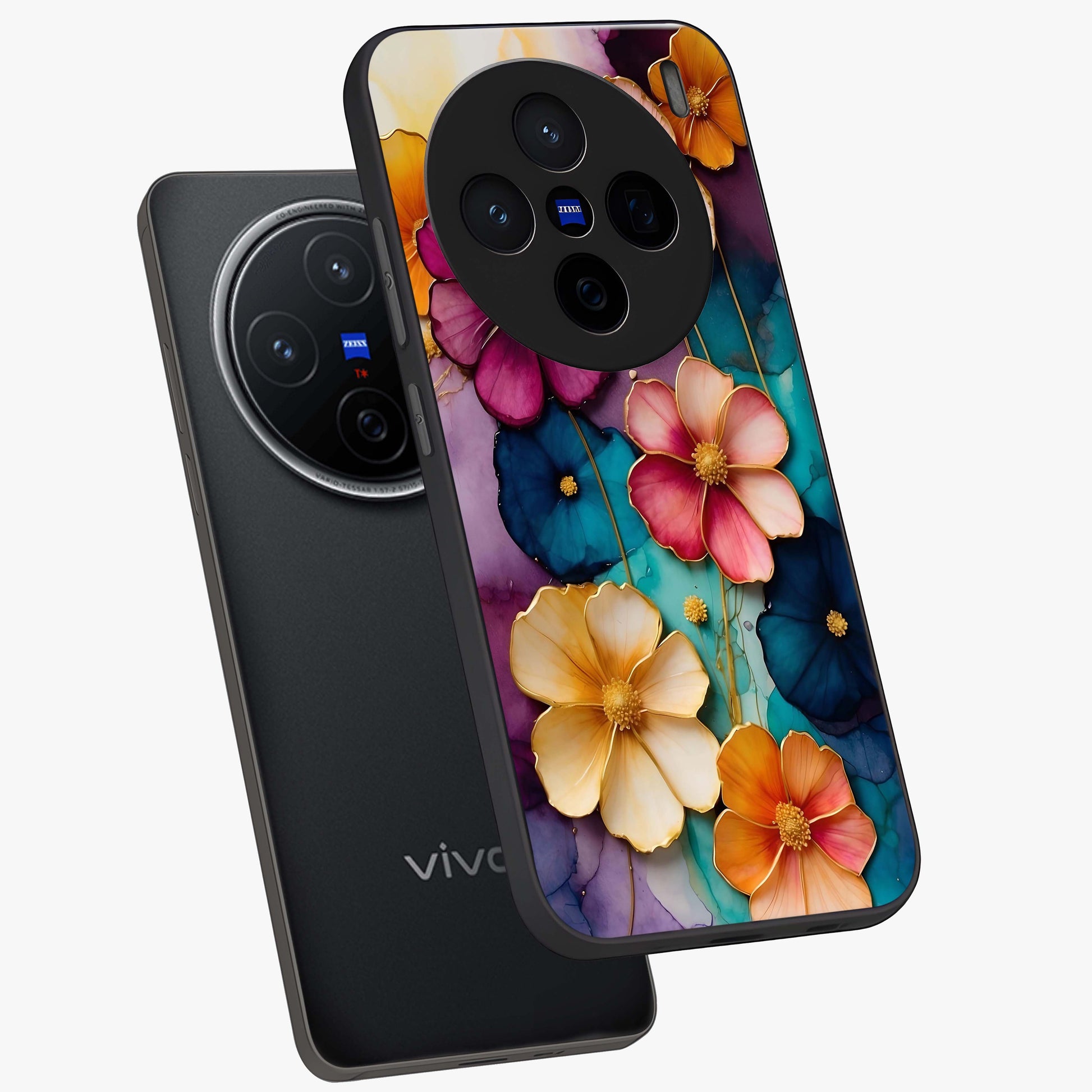 Artlyn Grace Flower Pattern Glass Case displayed in angled mockup highlighting delicate flower pattern design and smooth glass surface.