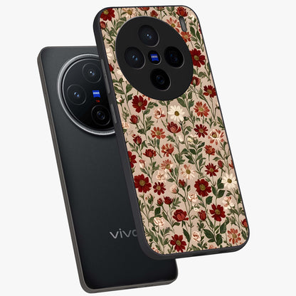 Biege Flower With Leaf Glass Case displayed in angled mockup highlighting minimal floral leaf design and elegant aesthetic.
