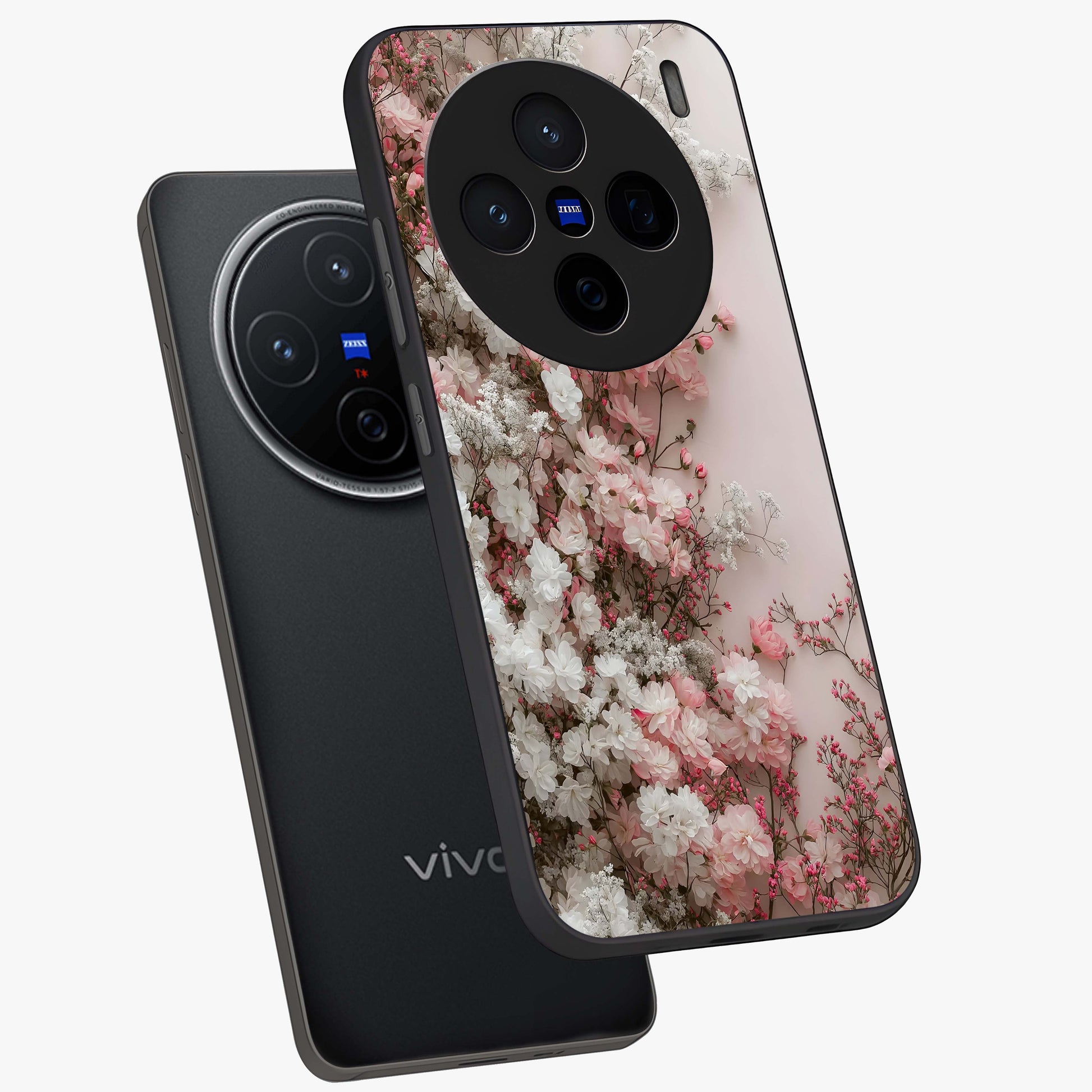 Blush Blossom Cloud Glass Case displayed in angled mockup highlighting soft cloud and blossom design with pastel aesthetic.