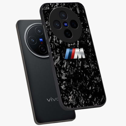 Carbon Speed Mark Glass Case displayed in angled mockup highlighting racing inspired carbon design and sleek aesthetic style.