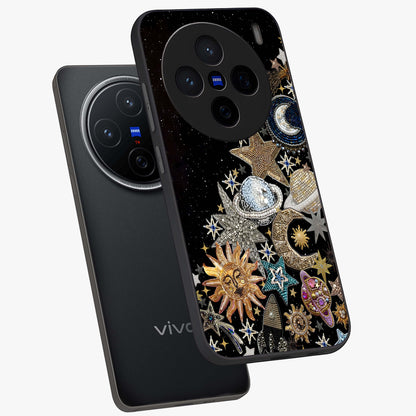 Cosmic Sparkle Dreams Glass Case displayed in angled mockup highlighting dreamy star sparkle design with celestial aesthetic.